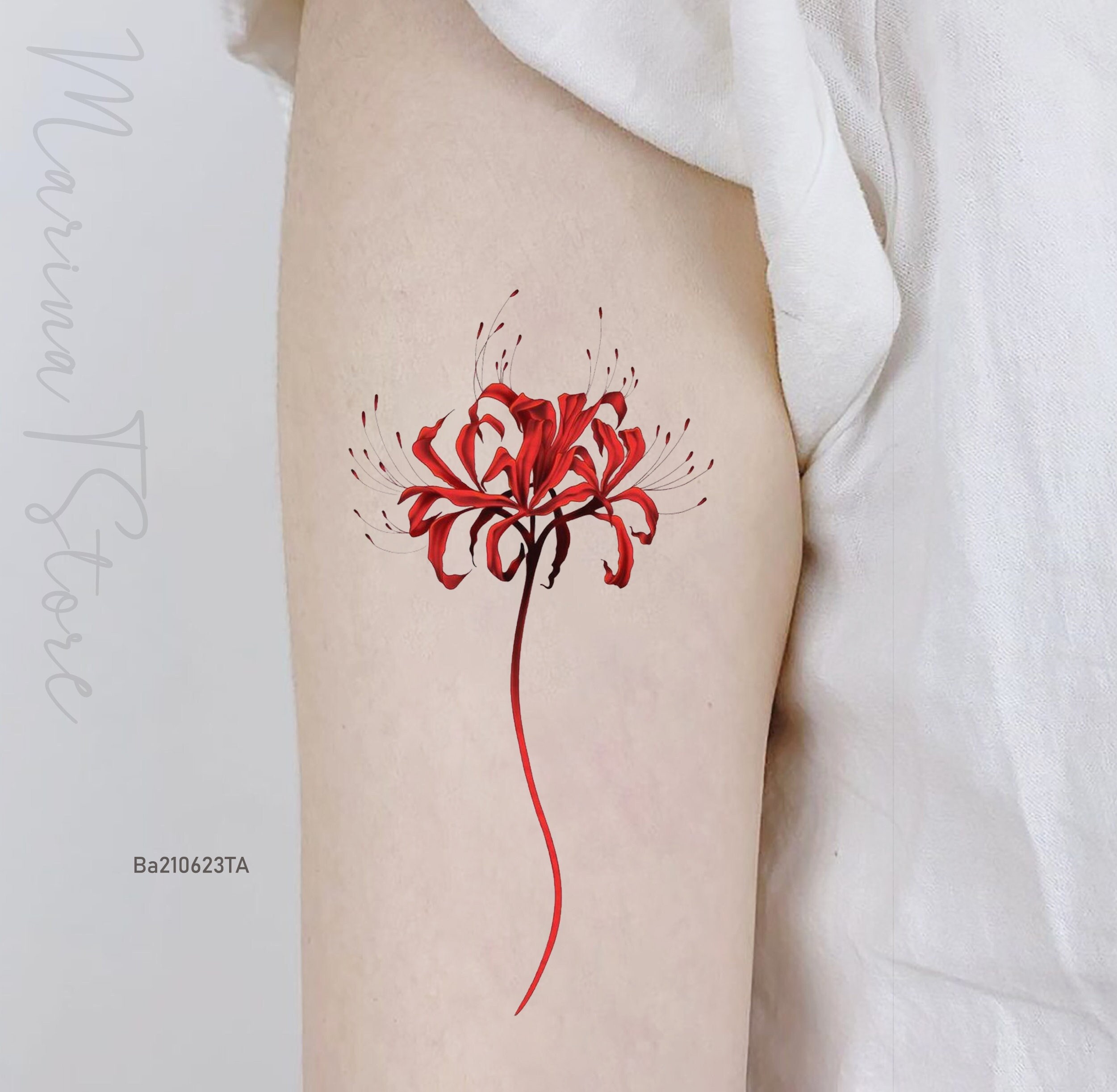 Red Spider Lily Temporary Tattoo by Zihee Set of 3  Red spider lily Lily  tattoo Small tattoos