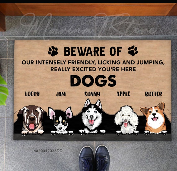 Rubber-Cal Beware of Dog Doormats Dog Welcome Mat, 18 x 30-Inch