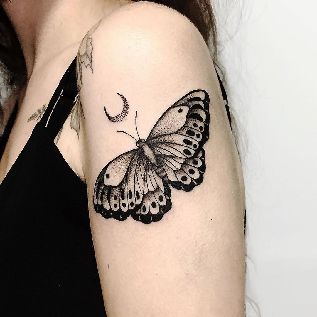 Moth With Moon Temporary Tattoo Butterfly Tattoo Pack image