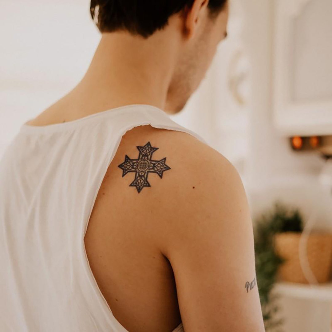 Coptic Cross Geometric Temporary Tattoo-spiritual Geometric - Etsy