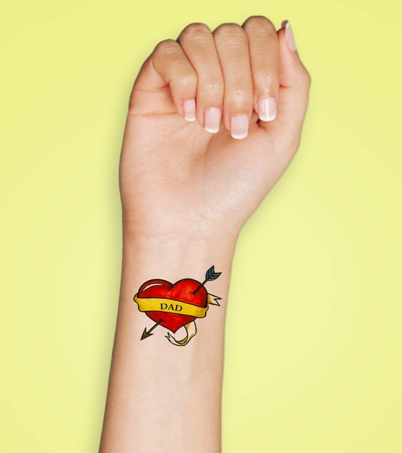 Customizable Temporary Heart Tattoopersonalized Name Red Etsy