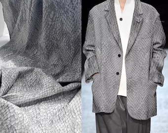 Grau-weißer Karostoff, Baumwollleinen-Stoff, Karostoff, grüner Jacquard-Stoff, Schlangenhautmuster-Stoff, Strukturstoff, A9-4