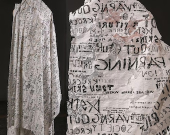 Tattered Fabric, Black White Fabric, Graffiti Letter fabric, Distressed Fabric, Newspaper fabric, Perforated Fabric, Creative Fabric, A34