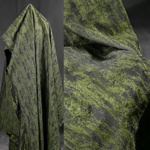Moss Green Jacquard Fabric, Rayon Fabric, Texture Fabric, Dimensional Texture Fabric, Structured Fabric, Designer Fabric, By The Meter, A146
