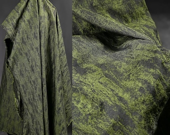 Moss Green Jacquard Fabric, Rayon Fabric, Texture Fabric, Dimensional Texture Fabric, Structured Fabric, Designer Fabric, By The Meter, A146