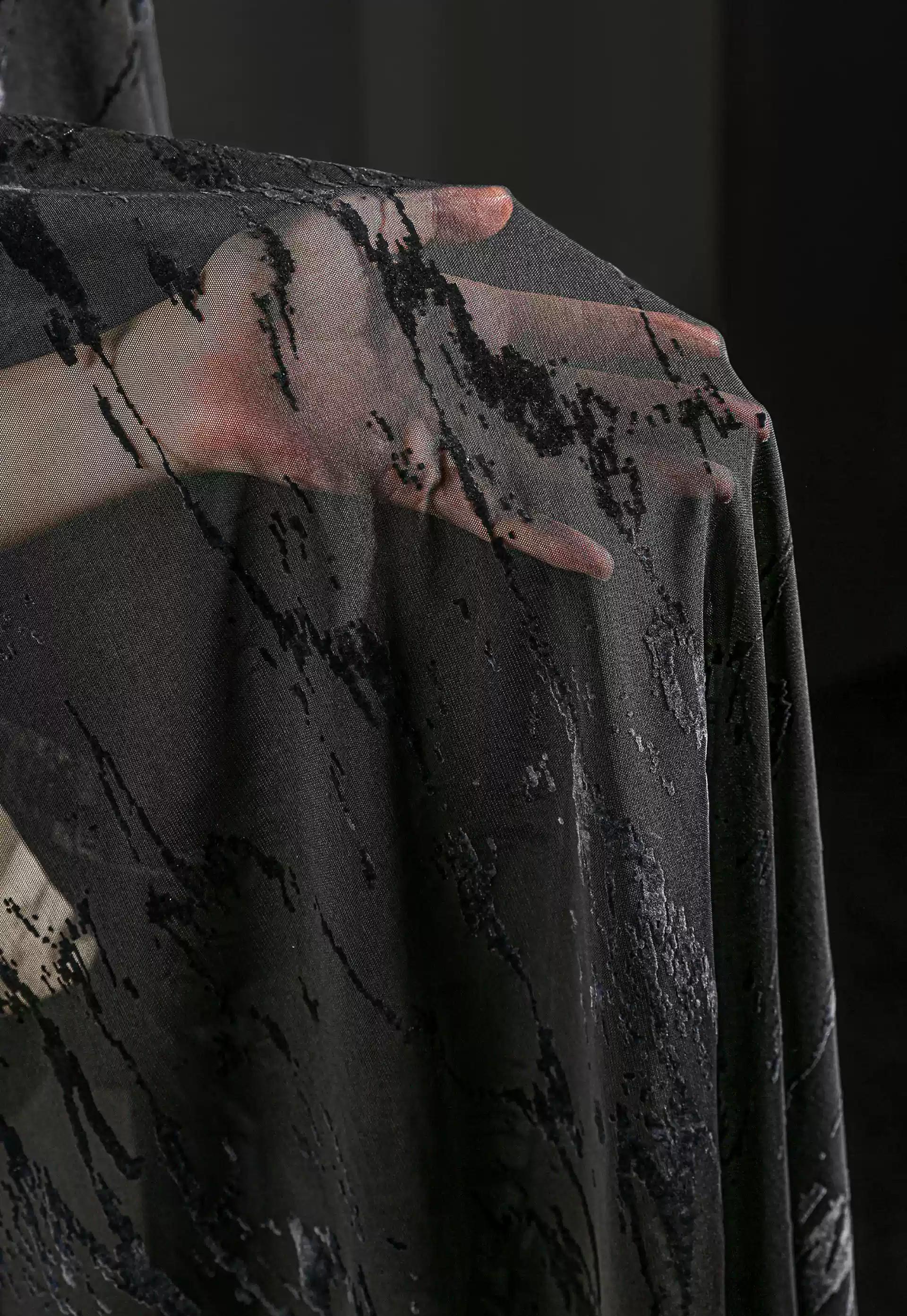 Gradient Flocking Mesh Lace Fabric, Gradient Color Fabric, Flocking Fabric, See-through ...