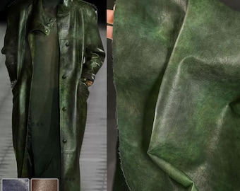 Green Fabric, Tie-Dye Fabric, Soft Leather Fabric, Non-Stretchy PU Fabric, Reconstructed Fabric, Structured Fabric, By The Meter, A261-1