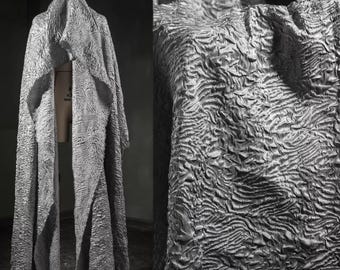 Water Wave Fabric, Light Gray Fabric, Crepe Fabric, Recycled Shimmer Fabric, Textured Fabric, Plain Fabric, Pleated Fabric, By Meter, A285-2