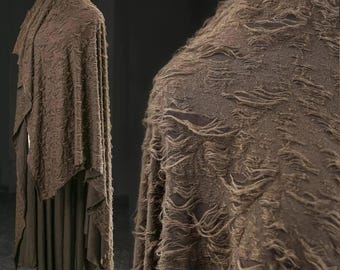Linear Jacquard Fabric, Brown Fabric, Reconstructed Texture Fabric, Double-Layer Fabric, Distressed Fabric, Ragged Knit Fabric, By Meter,A96