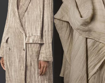 Raw Beige Fabric, Pressed Crease Fabric, Cotton-Linen Fabric, Plant-Dyed Fabric, Stir-Dyed Fabric, Distressed Fabric, By The Meter, A213-1