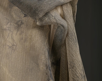 Bamboo Printed Fabric, Dark Brown Mesh Fabric, Distressed Fabric, Plant-Dyed Fabric, Creative Fabric, Designer Fabric, By The Meter, A90-3
