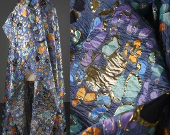 Jacquard Fabric, Oil-painting Style Fabric, Irregular Color Blocks Fabric, Texture Modeling Fabric, Coat Skirt Fabric, By the Meter, A45