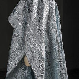 Light Blue Jacquard Fabric, Embossed Fabric, Luxurious Fabric, Ripple Textured Fabric, Non-elastic Fabric, Suit Fabric, By the meter, A4-3
