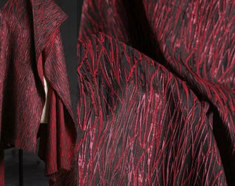 Silver Thread Fabric, Red Fabric, Jacquard Fabric, Heavy Texture Fabric, Embossed Fabric, Reconstructed Silhouette Fabric,By Meter,A215-3