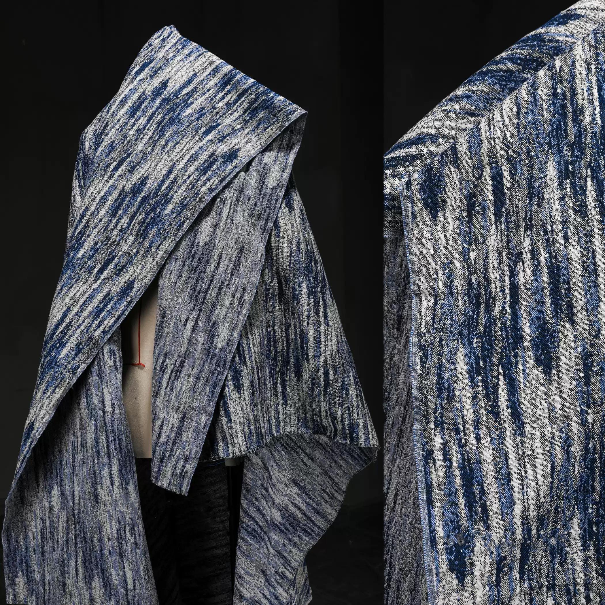 Meteor Pattern, Dark Blue, Jacquard Fabric, Denim, Pure Cotton Fabric ...