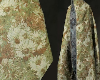Jacquard Fabric, Green Sunflowers, Burning Sunflowers, Oil Painting Texture Fabric, Cotton-Linen Fabric, Creative Fabric,By The Meter,A281-3