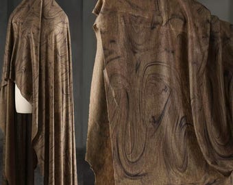 Dark Brown Fabric, Fine Knitted Fabric, Tie-Dye Fabric, Micro-Stretch Fabric, Landscape Pattern Fabric, Creative Fabric, By The Meter, A186
