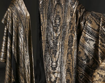 Tela con textura de corteza, tela negra dorada, tela con relieve dorado, tela Tencel, tela de lujo, tela para traje, por metro, A22