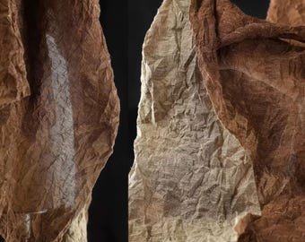 Brown Crinkled Fabric, Textured Fabric, Thin Cotton-Linen Fabric, Slightly Structured Fabric, Creative Fabric, By the Meter, A74-2