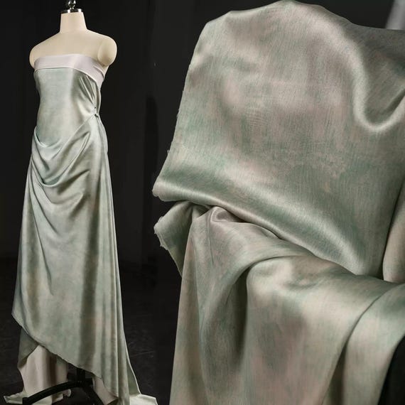 Light Green Fabric, Soft Fabric, Mottled Texture Printed Fabric, Suit dress fabric,  Non-elastic Fabric, Smooth Fabric, By the meter, A3