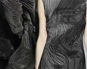 Black Fabric, Light-transmitting Fabric, Tencel Fabric, Toothpick Stripe Fabric, Dimensional Fabric, Textured Fabric, By The Meter, A248-1