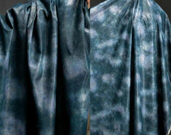 Tie-Dye Fabric, Ink Blue Fabric, Soft Leather Fabric, Non-Stretchy PU Fabric, Reconstructed Fabric, Structured Fabric, By The Meter, A261-2