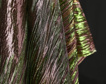 Golden Green Textured Fabric, Double-sided Jacquard Fabric , Luxurious Gold Fabric, Suit Dress Fabric, Non-elastic Fabric, By the meter, A1
