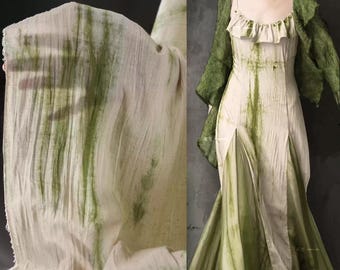 Grün-weißer Stoff, Strukturstoff, Dünner Baumwoll-Leinen-Stoff, Tie-Dye-Stoff, Weicher Stoff, Kreativer Stoff, Premium Stoff, Meterware,A77