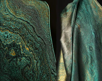 Green Glossy Fabric, Double-sided Jacquard Fabric, Metallic Glitter Fabric, Embossed Fabric, Red Textured Fabric, Luxurious Fabric, A7-2