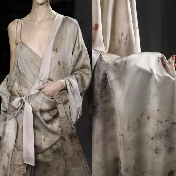 Brown Fabric, Satin Fabric, Acetate Fabric, Printed Fabric, Soft Fabric, Direct Spray Printing Process, Creative Fabric, By The Meter, A179