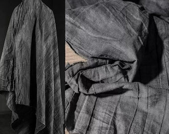 Pressed Crease Fabric, Deep Charcoal Fabric, Cotton-Linen Fabric, Plant-Dyed Fabric, Stir-Dyed Fabric, Distressed Fabric,By The Meter,A213-3