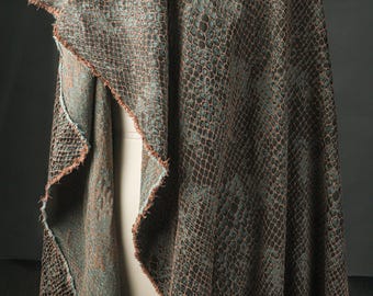 Baumwoll-Leinen Stoff, Karostoff, Grün Karierter Stoff, Rot Schwarzer Jacquard Stoff, Schlangenhaut Muster Stoff, Prägestoff, A9-3
