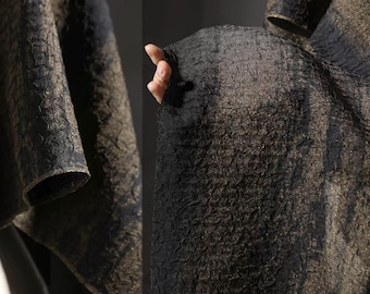 Blackish Brown Fabric, Textured Fabric, Bark-Patterned Fabric, Cotton-Linen Fabric, Textured Fabric, Creative Fabric, By The Meter,A197