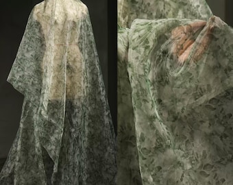 Heller Moosgrüner Stoff, Glasblumenstoff, Organza-Stoff, Netzstoff, Kreativer Stoff, Polyester-Stoff, Meterware, A225