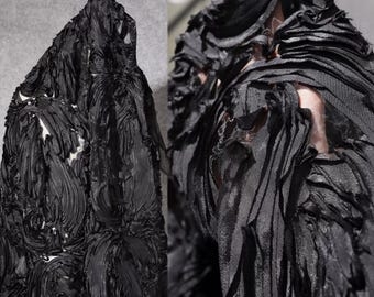 Dimensional Fabric, Texture Fabric, Black Fabric, Disordered Floral Pattern, Modified Organza Fabric, Mesh Fabric, By The Meter, A311-1