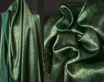 Subtle Pattern, Green Gold Fabric, Acetate Fabric, Satin Fabric, Drapey Fabric, Silk Satin Fabric, Designer Fabric, By The Meter, A217-2