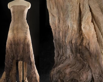 Tela degradada marrón, tela teñida con la técnica tie-dye, tela texturizada, tela plisada, tela de poliéster, tela suave, tela creativa, por metro, A80