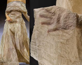 Apricot Crinkled Fabric, Textured Fabric, Thin Cotton-Linen Fabric, Slightly Structured Fabric, Creative Fabric, By the Meter, A74-1