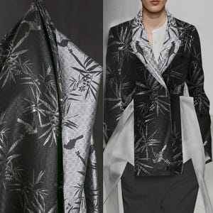Bamboo-Sparrow Jacquard Fabric, Dimensional Fabric, Embroidered Fabric, Subtle-Patterned Base Fabric, Floral-Patterned Fabric, By Meter,A110