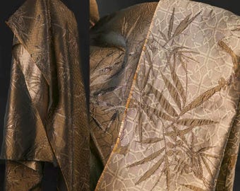Brown Jacquard Fabric, Dimensional Fabric, Embroidered Fabric, Subtle-Patterned Base Fabric, Floral-Patterned Fabric, By The Meter, A109
