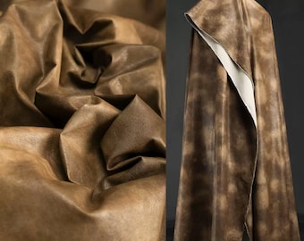 Tie-Dye Fabric, Dark Camel, Soft Leather Fabric, Non-Stretchy PU Fabric, Reconstructed Fabric, Structured Fabric, By The Meter, A261-3