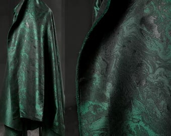 Dunkelgrüner Stoff, Fluss-gemusterter Stoff, Jacquard Stoff, unregelmäßiges Strukturmuster, Kreativstoff, Designerstoff, Meterware, A301