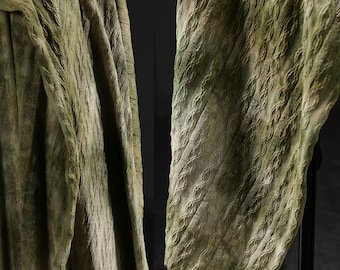 Tie-dyed Fabric, Moss Green Fabric, Knit Fabric, Three-dimensional Texture Fabric, Striped Fabric, Stretch Fabric, By the meter, A2