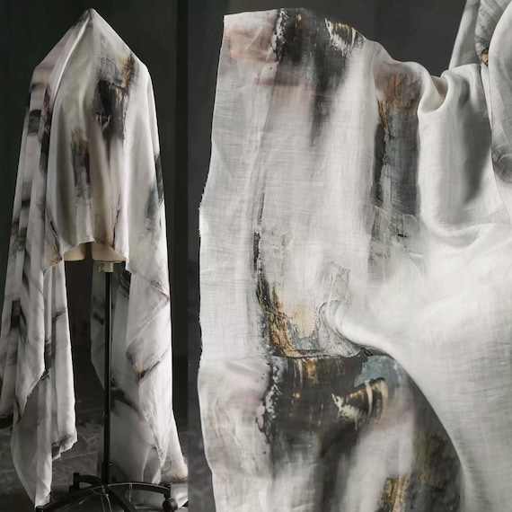 Ramie Base Fabric, Direct-jet Printing Process, Patterned Fabric, Cotton-Linen Fabric, Texture Fabric, Creative Fabric, By The Meter, A172