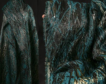 Double-sided Jacquard Fabric, Green Gold Embossed Fabric, Pleated Fabrics, Shiny Fabric, Veined Fabric, Gradient Color Fabric, A27-4