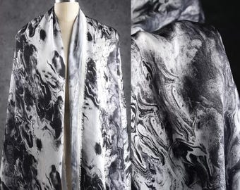 Black Fabric, Ink Wash Painting Print, Ice Silk Fabric, Satin Fabric, Soft Fabric, Creative Fabric, Designer Fabric, By The Meter, A233-1