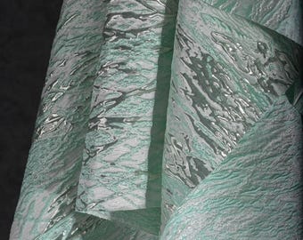 Light Green Embossed Fabric, Double-sided Jacquard Fabric, Red Gold Fold Fabrics,  Shiny Fabric, Veined Fabric, Luxurious Fabric, A27-6