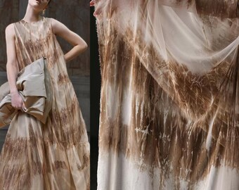 Camel Color Fabric, Gradient Fabric, Thin Tencel Gauze Fabric, Drapey Fabric, Silky Fabric, Tie-Dye Fabric, Creative Fabric,By The Meter,A76