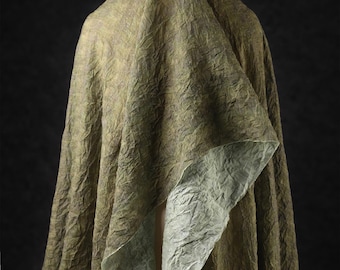 Crinkled Fabric, Military Green, Textured Fabric, Thin Cotton-Linen Fabric, Slightly Structured Fabric, Creative Fabric, By the Meter, A74-3