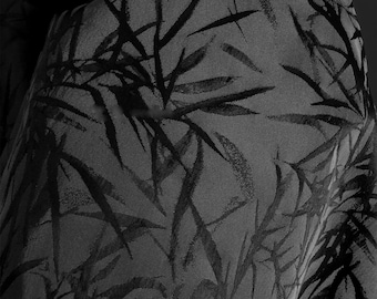 Jacquard Fabric,Black-Grey Fabric, Rayon Fabric, Bamboo Leaf Pattern, Structured Fabric, Embossed Fabric, Creative Fabric, By Meter, A198